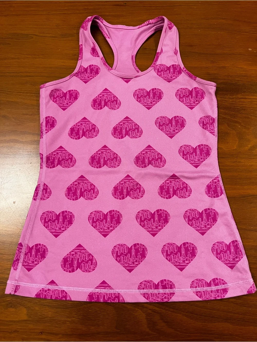 Ivivva by Lululemon Girls Size 10 Pink Heart Skyline Athletic Tank Top EUC